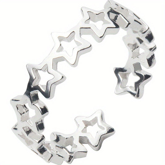 Women's daily casual simple ring accessories, adjustable ring with hollow star opening