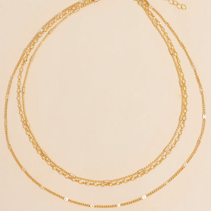 Minimalist multi-layer chain necklace women's thin chain plated 14k gold long necklace accessories gifts