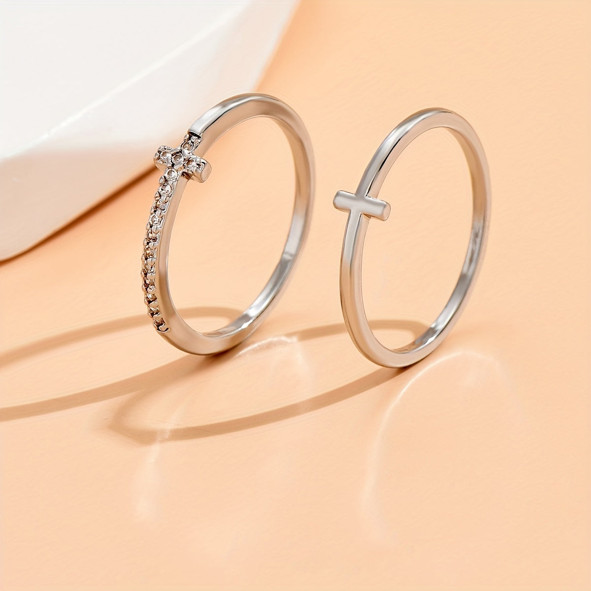 Double Cross Sparkle Synthetic Zirconia Ring Elegant Index Finger Jewelry Gift