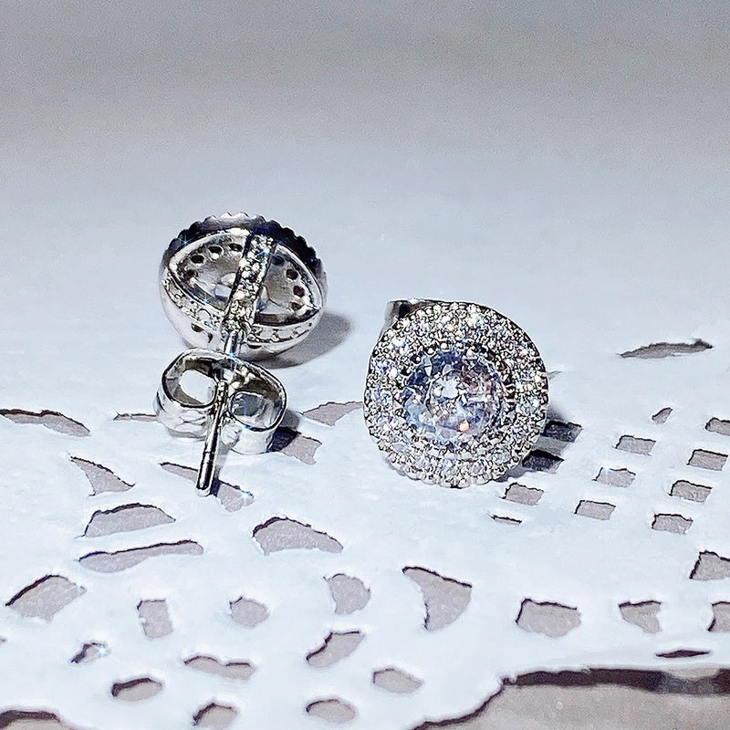 Shining Wedding Stud Earrings Inlaid with Round Zircon Simple Shiny Earrings Accessories Engagement Statement Earrings