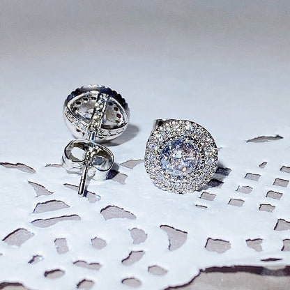 Shining Wedding Stud Earrings Inlaid with Round Zircon Simple Shiny Earrings Accessories Engagement Statement Earrings