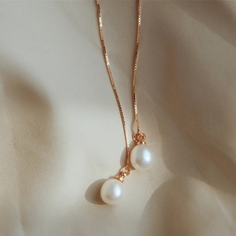Ladies Elegant Simple Pendant Earrings, Synthetic Pearl June Birthstone, Copper Nickel Free Plating, French Earrings, Imitation Pearl Pendant, Wedding Party Jewelry, Carnival Accessories, All Season - 1 Pair