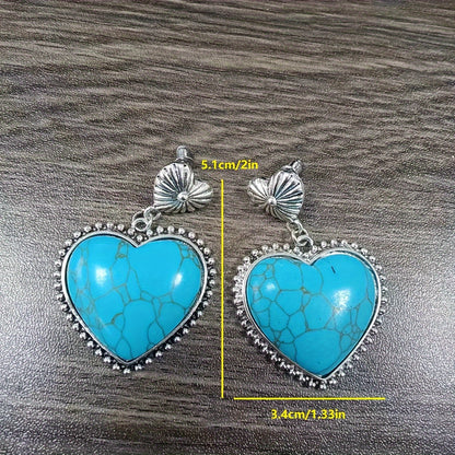 Independent Station Jewelry Western Peach Heart Red Turquoise Earrings Vintage Turquoise Love Earrings Valentine's Day