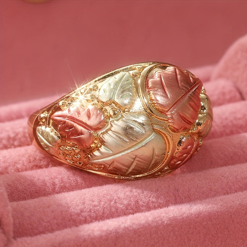 An antique bohemian 14K gold-plated copper ring with a unique design, handmade in three colors, suitable for daily wear and gift giving, unset, suitable for all seasons - Christmas Holiday Jewelry