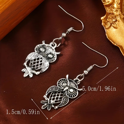 Bohemian Vintage Western Skeleton Owl Earrings, Zinc Alloy, Casual Attire, Vintage Style