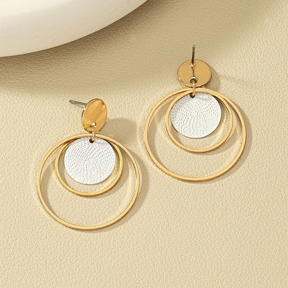 Simple Multi-Layer Round Pendant Earrings Fashion Earrings Exquisite Gifts for Women
