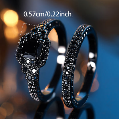 Classic Synthetic Zirconia Engagement Ring Men's and Women's Dark Wedding Jewelry