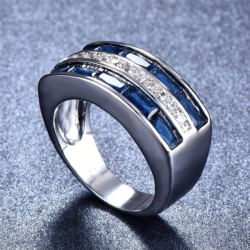 White Bluestone CZ Ring Silver Engagement Princess Love Ring Wedding Ring Valentine's Day Gift