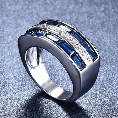 White Bluestone CZ Ring Silver Engagement Princess Love Ring Wedding Ring Valentine's Day Gift