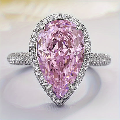 Elegant Teardrop Shaped Yellow Jewel Engagement Ring - Ladies Luxury Commitment Ring for Weddings and Special Occasions