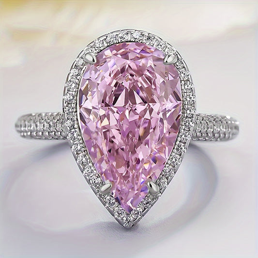 Elegant Teardrop Shaped Yellow Jewel Engagement Ring - Ladies Luxury Commitment Ring for Weddings and Special Occasions