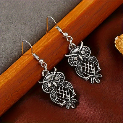 Bohemian Vintage Western Skeleton Owl Earrings, Zinc Alloy, Casual Attire, Vintage Style