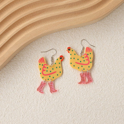 Funny cute chick heels acrylic earrings cartoon chick jewelry party accessories