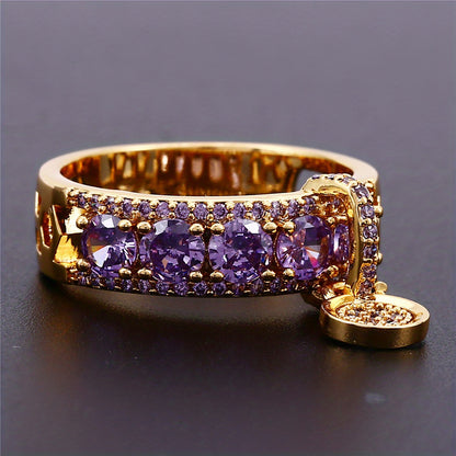 Vintage Style Bridal Ring Inlaid Round Cut Zirconia 18K Gold Plated Copper Wedding Promise Ring Anniversary Luxury Jewelry Gift