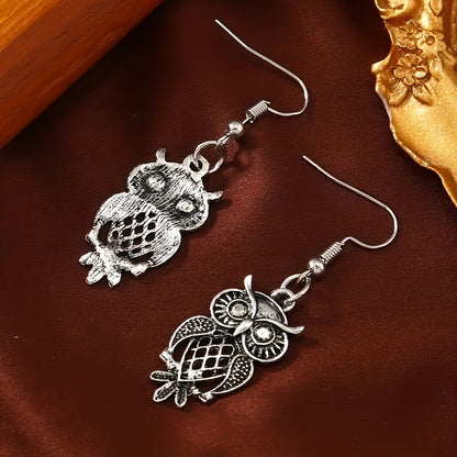 Bohemian Vintage Western Skeleton Owl Earrings, Zinc Alloy, Casual Attire, Vintage Style