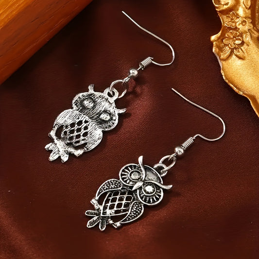 Bohemian Vintage Western Skeleton Owl Earrings, Zinc Alloy, Casual Attire, Vintage Style