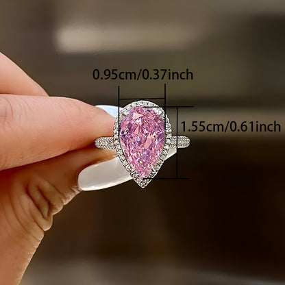 Elegant Teardrop Shaped Yellow Jewel Engagement Ring - Ladies Luxury Commitment Ring for Weddings and Special Occasions