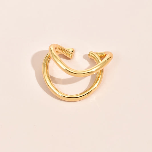 1 piece of chic double C bone cartilage earrings - no piercing, U-shaped design, women's fashion alloy round wrap earrings, suitable for daily and party occasions, non-piercing earrings | simple and elegant | exquisite craftsmanship, clip earrings