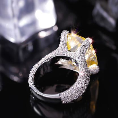 1 Elegant Classic Yellow Synthetic Diamond Engagement Ring, Copper Based, November Raw Stone, Perfect for Everyday and Party Occasions, Anniversary Gift Jewelry