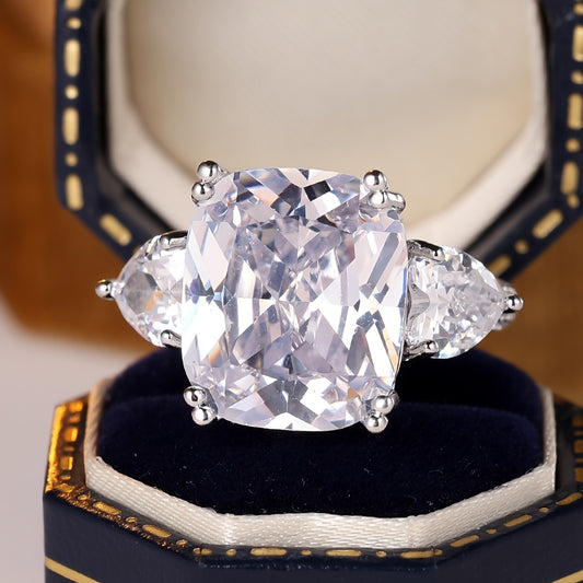 An elegant bohemian copper engagement ring with synthetic cubic Zirconia, unplated - a luxurious square engagement ring for weddings, vacations and all seasons