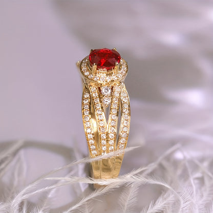 Exquisite Luxury 18K Gold Plated Luxury Ring Ladies Daily Casual Anniversary Gift Accessory Ring