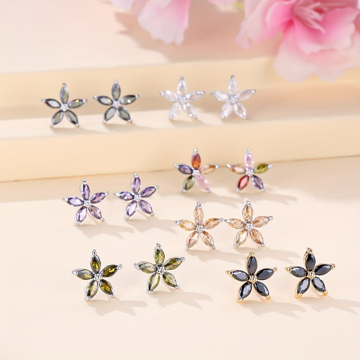 A pair of star-designed stud earrings, elegant and casual style, suitable for Women's daily wear