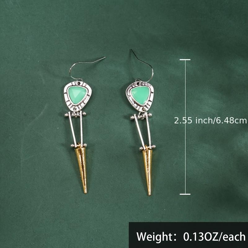 Vintage Long Turquoise Pendant Earrings 925 Silver Plated Bohemian Jewelry for Girls