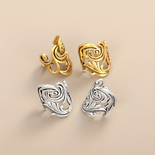 Creative flower sculpture ear full copper jewelry retro punk style unique personality women's earrings