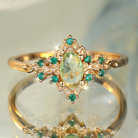 Elegant Oval Cubic Zirconia Ring - Vintage Bohemian Style for Weddings and Parties