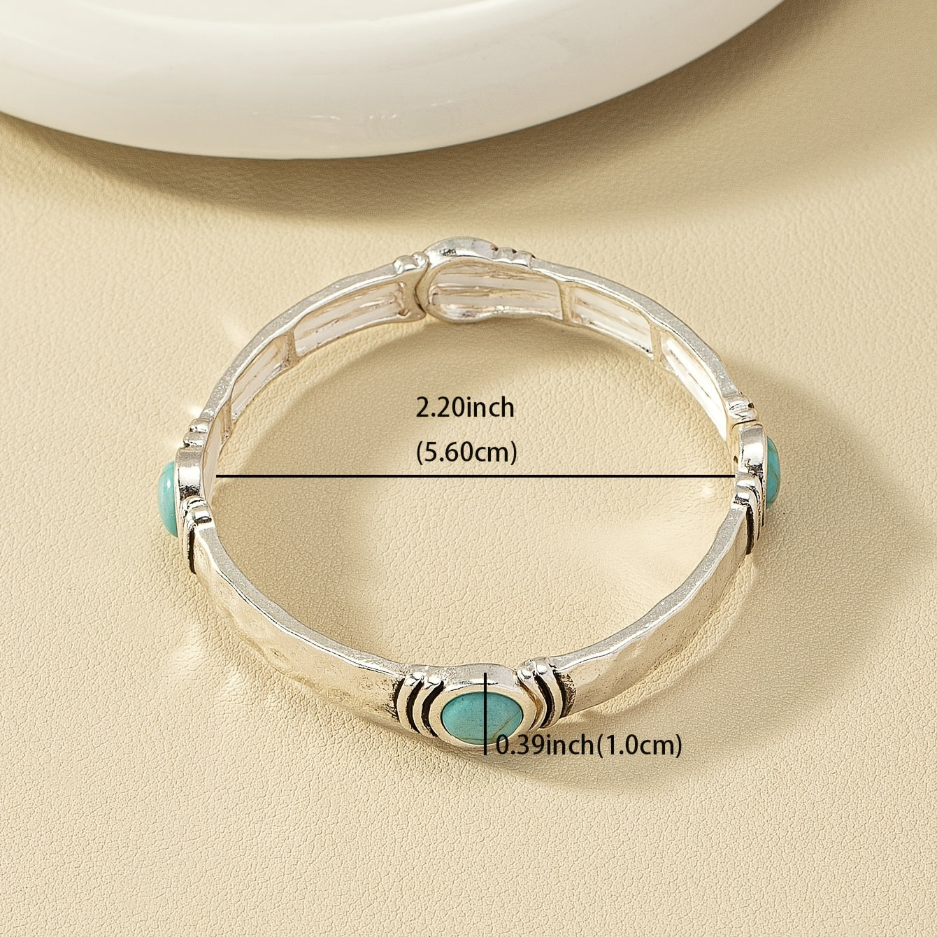 Simple retro natural stone turquoise elastic bracelet