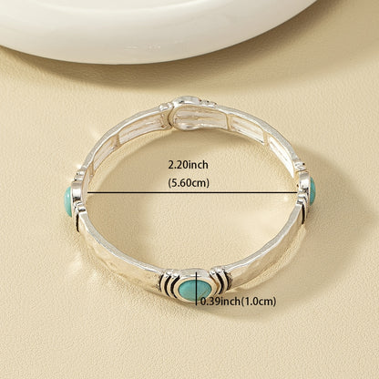 Simple retro natural stone turquoise elastic bracelet