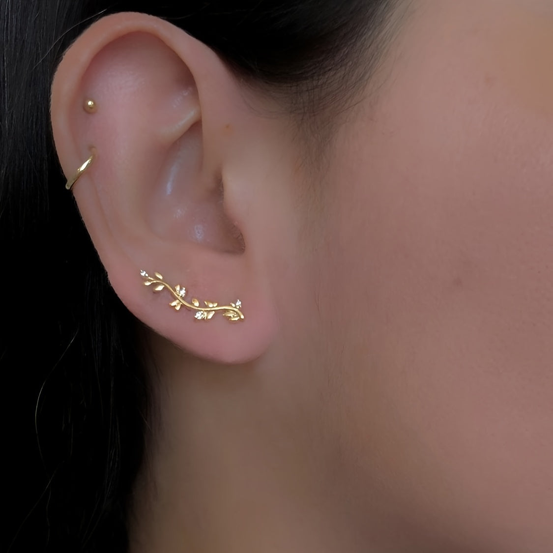 1 pair of exquisite irregular rhinestone leaf decorative ear clips for women's wedding party party gifts