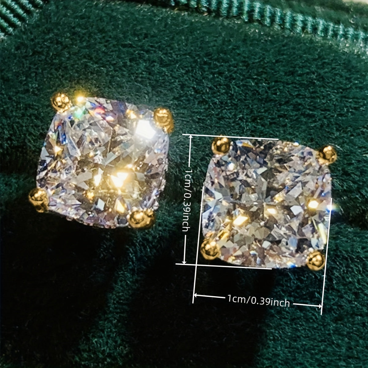 1 pair of elegant square cubic Zirconia stud earrings, copper plating without nickel, artificial April stone, suitable for daily wear and parties, four seasons jewelry.