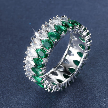 Double row water drop ring, premium 3A zircon, super flash ring, jewelry, wedding ring, Valentine's Day gift.