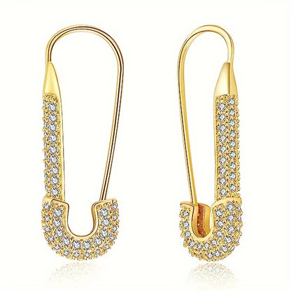 Exquisite luxury paper clip design micro-paved Zirconia ring earrings Women's vacation leisure accessories fashion trend jewelry daily wear