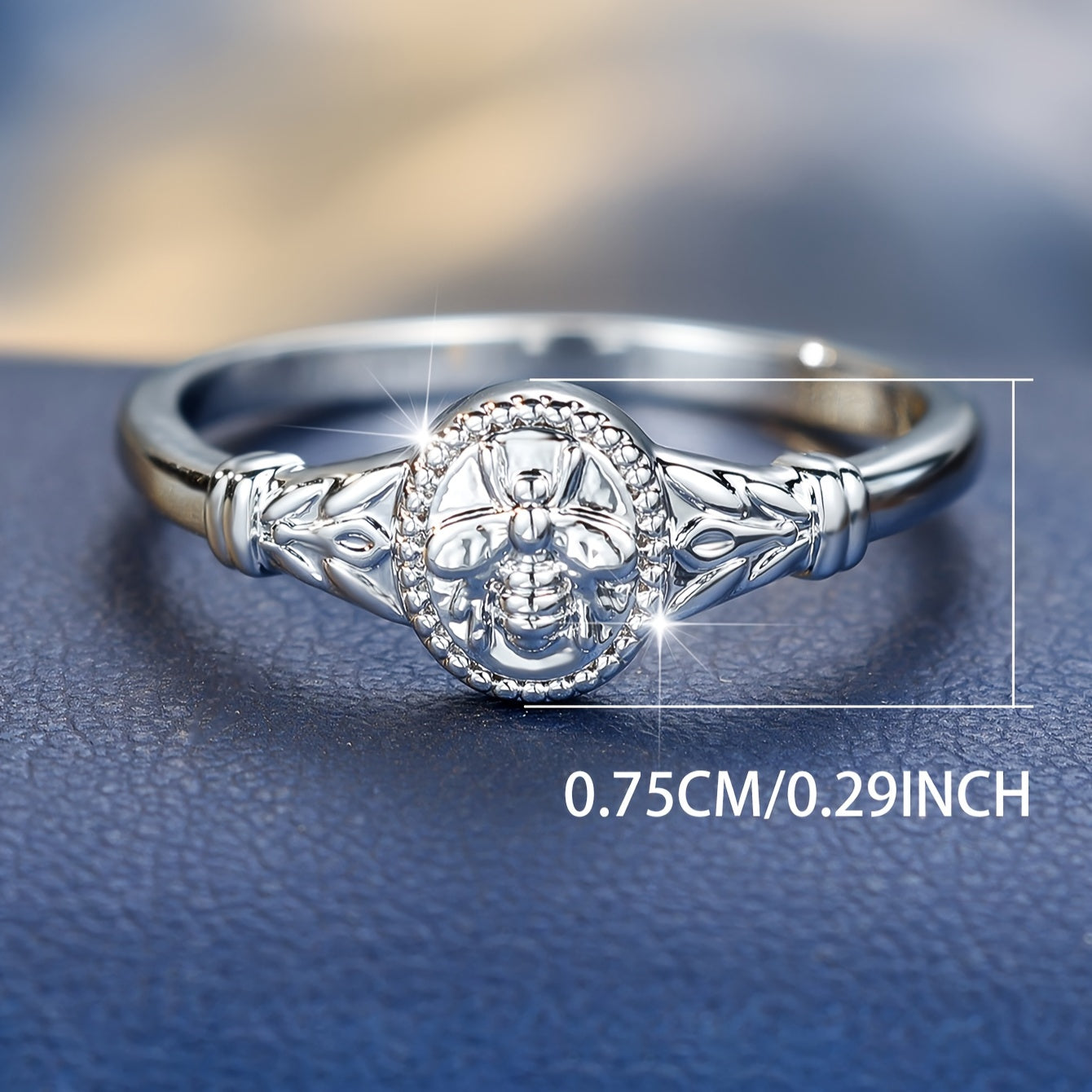 Elegant White Bee Glamour Ring: Unique Gift Options - Perfect for Festivals and Weddings - Unplated - Zircon Set - Copper Bottom - Wear All Year Round