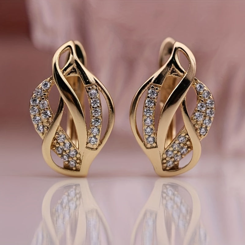 Elegant 18K Gold Plated Infinity Hug Earrings with Sparkling Zirconia - Nickel Free, Perfect for Brides and Casual Dresses, April Birthstone Jewelry Gifts, Bridal Wedding Jewelry