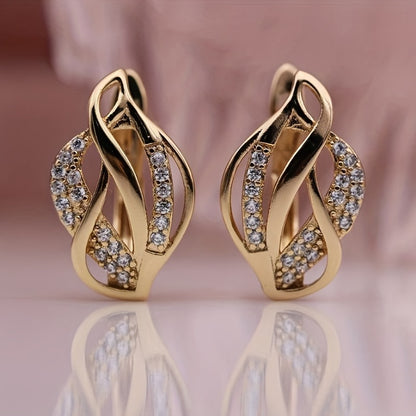 Elegant 18K Gold Plated Infinity Hug Earrings with Sparkling Zirconia - Nickel Free, Perfect for Brides and Casual Dresses, April Birthstone Jewelry Gifts, Bridal Wedding Jewelry