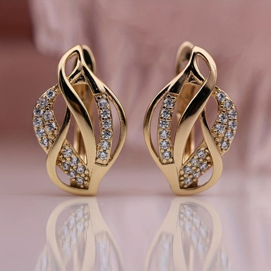 Elegant 18K Gold Plated Infinity Hug Earrings with Sparkling Zirconia - Nickel Free, Perfect for Brides and Casual Dresses, April Birthstone Jewelry Gifts, Bridal Wedding Jewelry