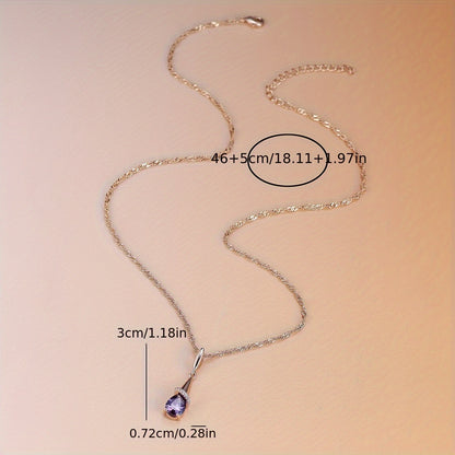 1 elegant bohemian copper pendant necklace with purple synthetic Zirconia, Women's long pendant design, perfect for Casual Attire and gift giving, Thanksgiving is perfect