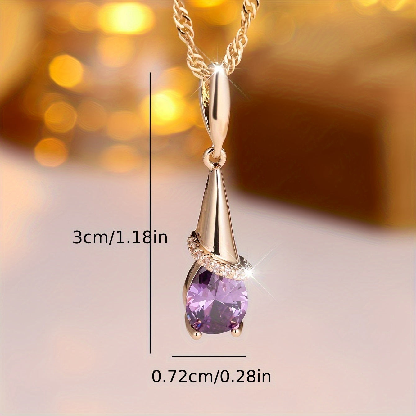 1 elegant bohemian copper pendant necklace with purple synthetic Zirconia, Women's long pendant design, perfect for Casual Attire and gift giving, Thanksgiving is perfect