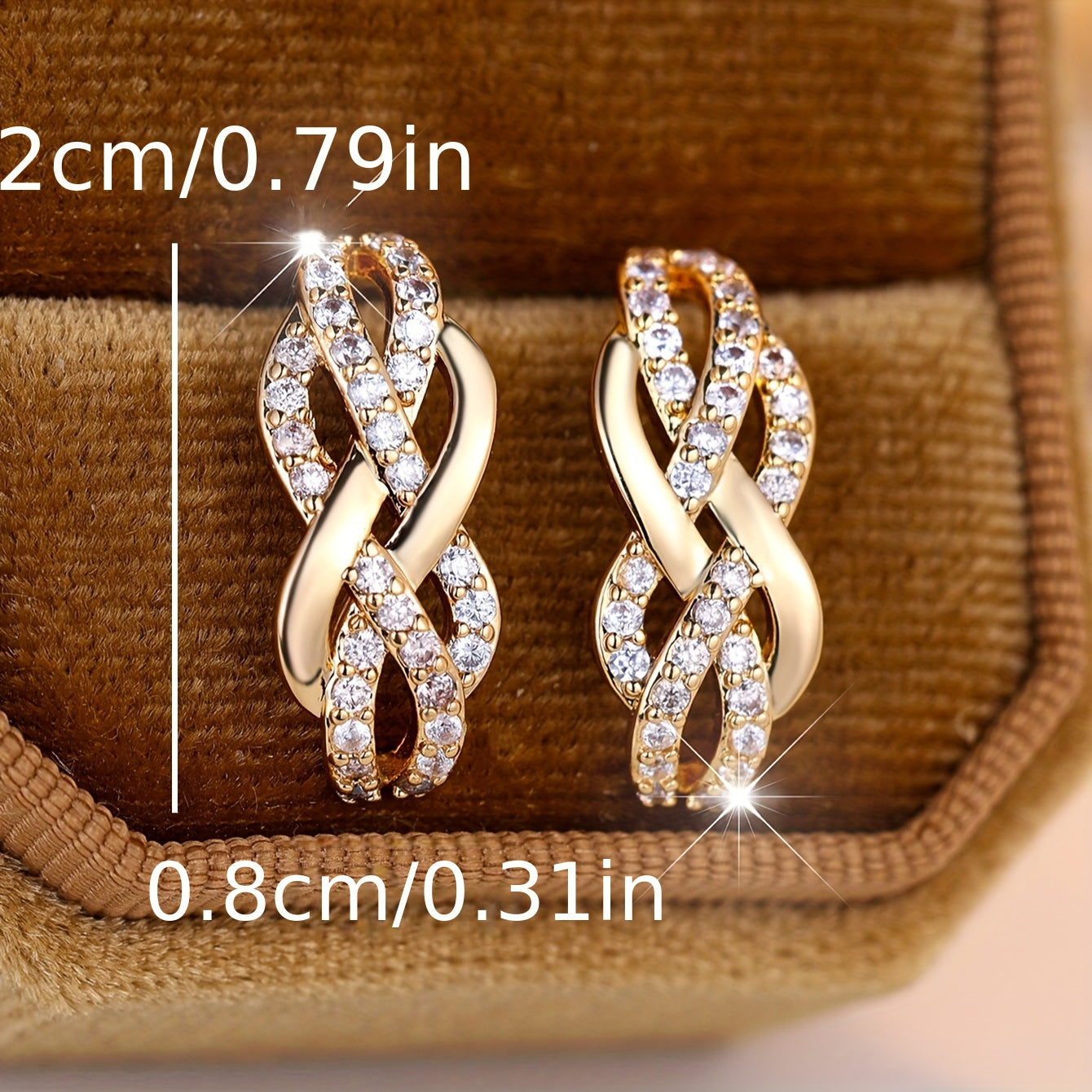 Elegant Bohemian Infinity Twist Ring Earrings with Sparkling Cubic Zirconia - Perfect for Weddings, Parties and Gifts