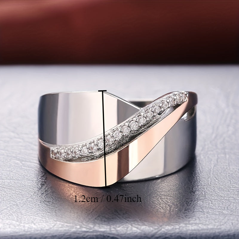 Exaggerated personality 925 silver-plated micro-inlaid Zirconia retro large Women's ring luxury cross personality punk ring