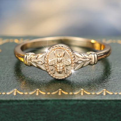 Ladies Elegant Luxury Copper Ring with Synthetic Zircon Inlay - Bee Design, No Plating - Versatile, Suitable for Parties, Engagements, Weddings - All Season Jewelry