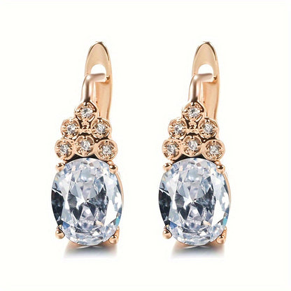 Copper drop earrings with oval faux square diamonds and mixed-color stone, wedding jewelry, Valentine's gifts, dress-up game accessories