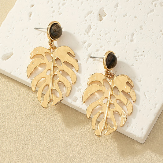 Vintage Bohemian Simple Leaf Stud Earrings Women's Earrings