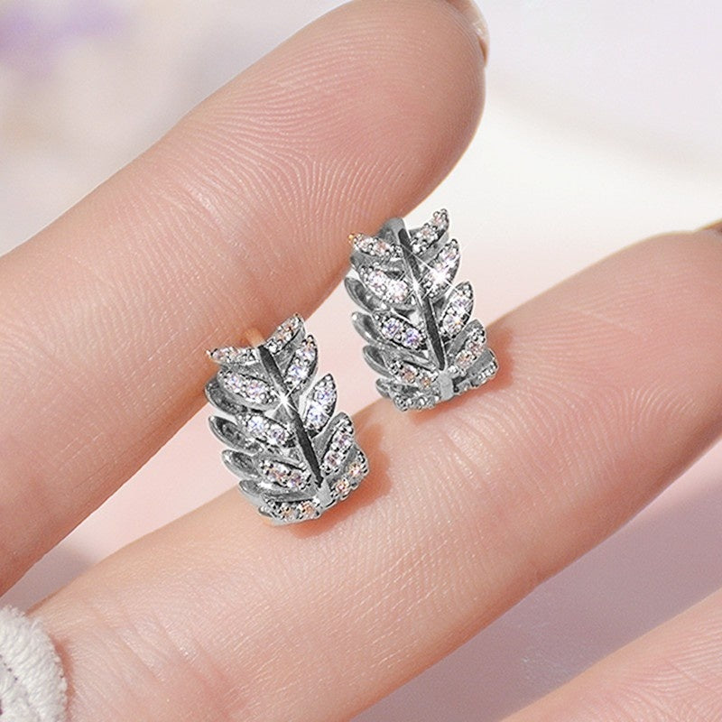 Exquisite Olive Branch Leaf Hoop Huggies Earrings Bridemains Party Proposal Birthday Gifts Jewelry