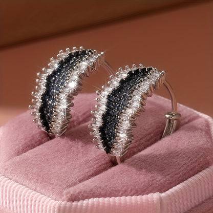 Elegant vintage bohemian earrings with square synthetic zircon wrap and blue cubic zircon accents, 925 silver copper plated, perfect for Christmas, everyday wear and special occasions - gift ready