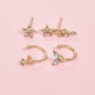 4 pieces/set Hollow Creative Butterfly Starleaf Crystal Earrings No Earclip Jewelry