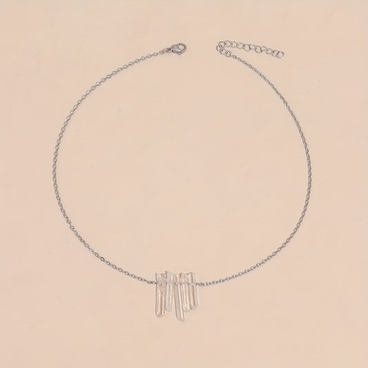 Women's daily accessories, simple natural irregular crystal pendant necklace (random quantity and size)